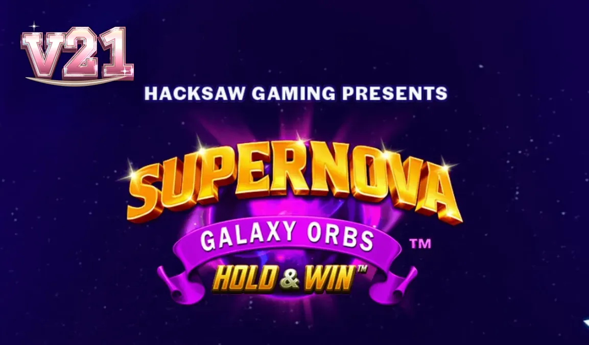 Tampilan visual slot Supernova Galaxy Orbs dengan tema kosmik dan simbol buah retro.